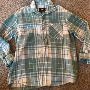 Pull and Bear Green and White Plaid Shirt